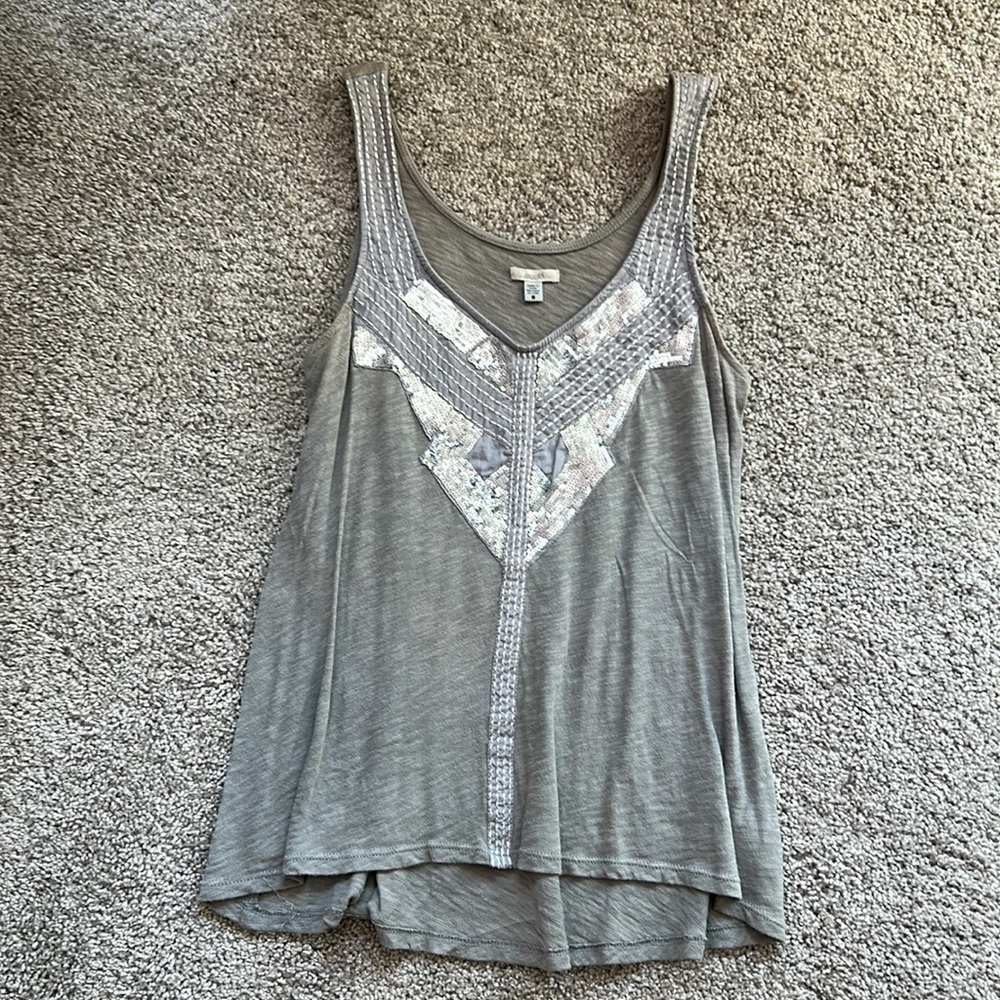 ECOTE silver grey embroidered tank top small